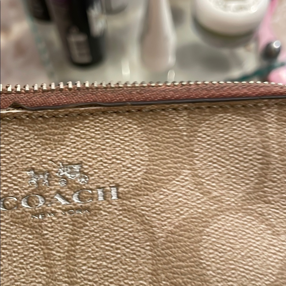 Coach Gold Clutch with Monogram Pattern - Picture 6 of 7